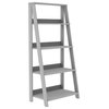 55" Painted Wood Ladder Bookshelf, Gray