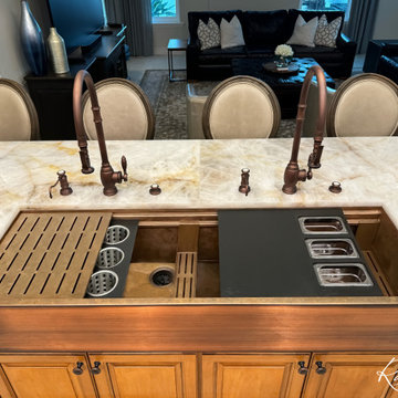 60" Copper Farmhouse Sink with Dual Drain Workstation Design by Rachiele