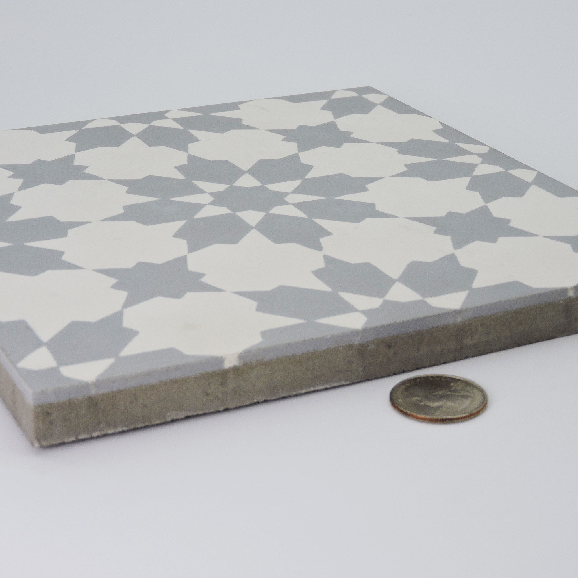 8"x8" Ahfir Handmade Cement Tile, Gray/White, Set of 12 - Contemporary