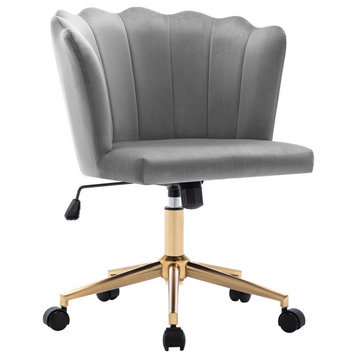 Seashell Channel Tufted Velvet Task Chair, Grey