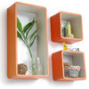 Sun orangeRectangle Leather Wall Shelf / Bookshelf / Floating Shelf (Set of 3)