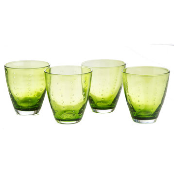 Rain Drop Double Old-Fashioned, Green, Set of 4
