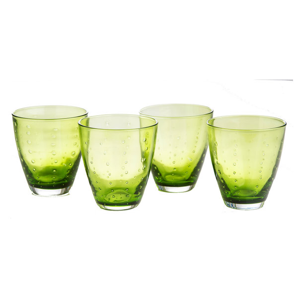 Rain Drop Double Old-Fashioned, Green, Set of 4