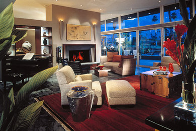 Example of a trendy living room design in Miami