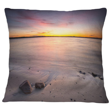 Beautiful Natural Sea during Sunrise Seashore Throw Pillow, 16"x16"