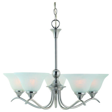 Dover 5 Light Chandelier, Satin Nickel