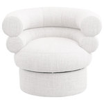 Meridian Furniture - Valentina Linen Textured Fabric Upholstered Accent Swivel Chair, Cream - Create instant visual interest and add a comfy seating option to any space with this Valentina linen textured fabric swivel accent chair. The stacked back design is fun and modern, giving your room an upbeat (and stylish) vibe. This chair features mainly cream fabric with white weave details, thanks to its rich cream linen textured fabric upholstery. Deep channel tufting adds to its overall comforting look and feel in your living room, office, bedroom, or elsewhere.