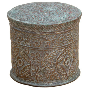 Small Floral Engraved Copper Tea Tin