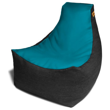 Pixel Gamer Bean Bag Chair, Premium Vinyl/Dark Denim, Turquoise