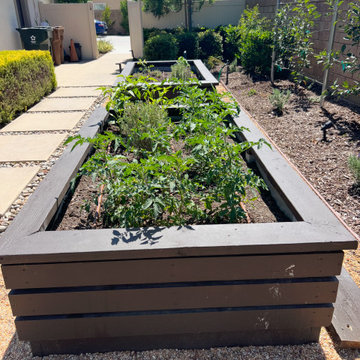 custom raised beds and espalier fruit trees