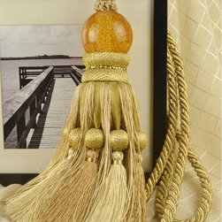 3 Colors QYM12 Faux Silk and Acrylic Curtain Tassel Tie Backs in Yellow Color - Window Treatment Accessories