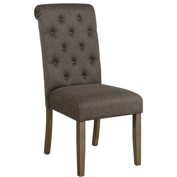 Coaster Tufted Back Farmhouse Fabric Dining Chairs in Gray
