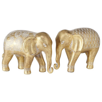 2 Piece Elephant Figurines, 6 Inches