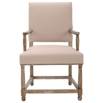 Tolen Arm Chair With Brass Nail Heads Taupe