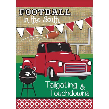 Flag Burlap Tailgate Red and White 13x18