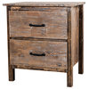 Modern Distressed Walnut Nightstand with Two Drawers