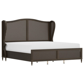 Hillsdale Sausalito Wood and Cane Wing Back Design King Bed