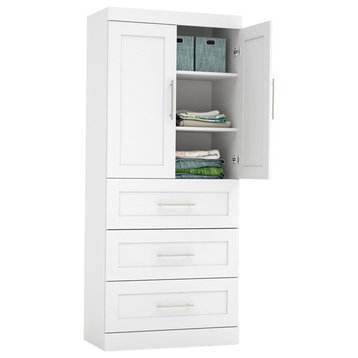 Pur 36" Storage Unit With 3-Drawer Set And Doors, White