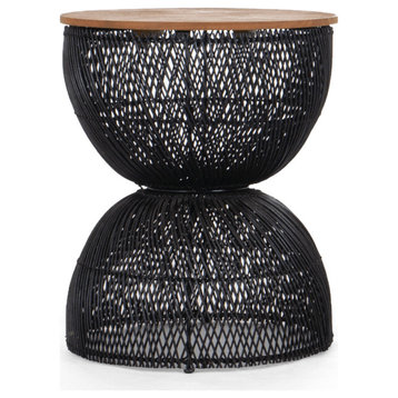 Hourglass Rattan Side Table | dBodhi Wave, Black