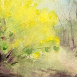 Forsythia In Central Park NYC Watercolor - Fine Art Prints