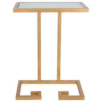 William Gold Leaf Accent Table, Gold/White
