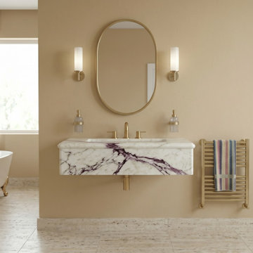 Bespoke Calacatta Viola Floating Marble Sinks | Luxury Bathroom Vanity