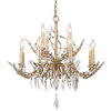 Antique Glazed Chandelier with Flower Inspired Crystals - Silver