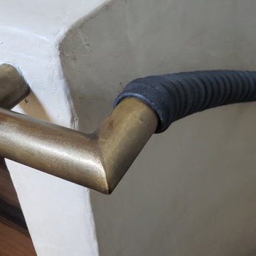 Black Leather Wrapped Brass Handrail