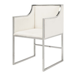 Worlds Away Anabelle Chair White/Nickel - Upholstery Fabric