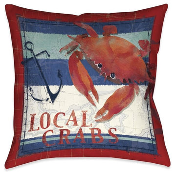 Laural Home Deep Sea Crab Outdoor Decorative Pillow, 20"x20"