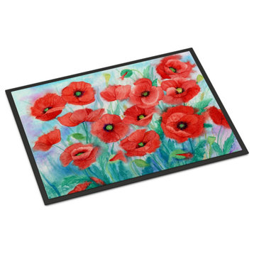 Caroline'S Treasures Poppies Indoor Or Outdoor Mat, 24"x36", Multicolor
