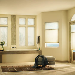 Rustic Cream Bathroom Custom Window Honeycomb Shades by Hunter Douglas - Cellular Shades