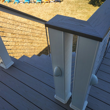 Cable Rails, TimberTech AZEK Deck, SBC Cedar Shingle Siding in Mattapoisett, MA