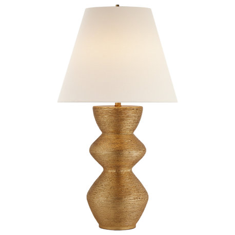 Utopia Table Lamp in Gild with Linen Shade