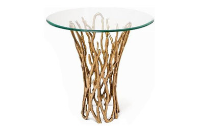 MARBELLA GOLD STICK AND BRANCH ACCENT SIDE TABLE