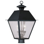 Livex Lighting - Mansfield Outdoor Post Head, Black - With stunning seeded glass and a black finish, this outdoor post lantern will make an elegant addition to any outdoor space. Formed from solid brass & traditionally-inspired, this outdoor post lantern is perfect for a driveway, back porch or entry way.