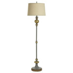 StyleCraft - Aged Gold Floor Lamp Brushed Grey Polyresin Body Tan Shade - Enhance the overall aesthetic of your home by placing the perfect lighting in your space. This wonderful polyresin floor lamp is a stunning piece to introduce into your home decor. Featuring gold accents, grey brushed finishes, and a faux wood base this piece is sure to take your interior design to the next level.