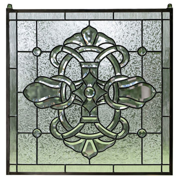 Handcrafted All Clear Beveled glass window panel 24" x 24"