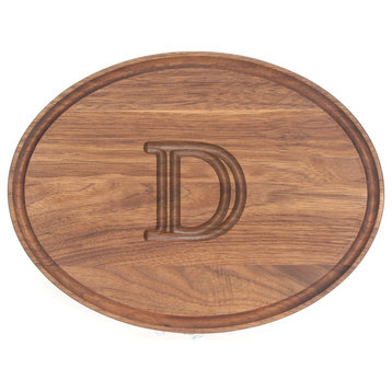 BigWood Boards Oval Monogram Walnut Cheese Board, D