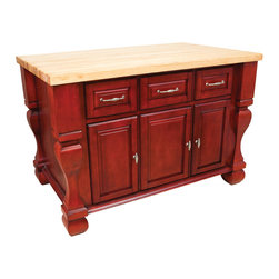 Brilliant-Red Pre-Made Kitchen Island - Kitchen Islands And Kitchen Carts