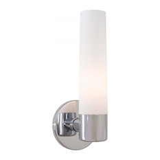 Minka George Kovacs Saber 1-Light Chrome Case Etched Opal Glass Bathroom Sconce