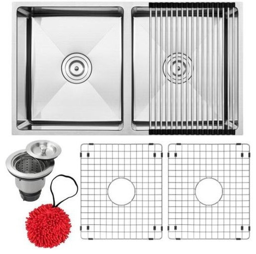 31.25" Undermount 16-Gauge Stainless Steel 50/50 Double Basin Kitchen Sink