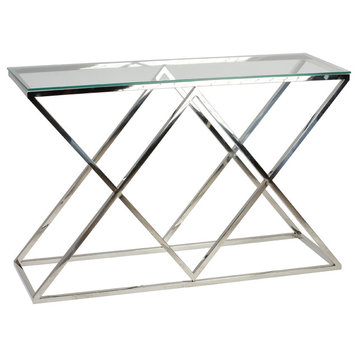 Cortesi Home Gwen Contemporary Glass Console Table