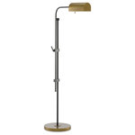 Currey & Company - Hearst Floor Lamp - The Hearst floor lamp is a firm believer that deftly designed hardware should be front-and-center. The interlocking stems that extend from the metal base to the shade, both in an antique brass finish, have been treated to an oil-rubbed bronze finish to bring this time-honored design an industrial chic vibe. The lamp, which has a pull chain, stands 59" tall.