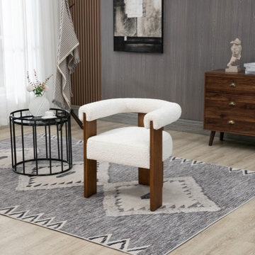 Meridian Barrel Cream Boucle Fabric Dining Chair