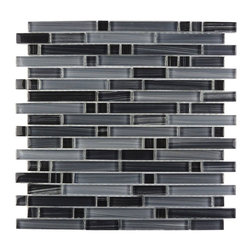 GBM Manufacturing - Handicraft II 12"x12" Glass Linear Mosaic Tile,Gray - Mosaic Tile