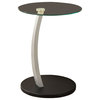 Monarch Specialties 18 Inch Round Bentwood Accent Table with Tempered Glass