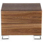 Pangea Home - Hunter Night Stand, Walnut - Night stand with 2 drawers and metal legs.