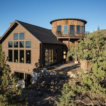 Water tower inspired home back elevation