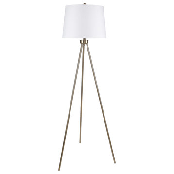 61.75" Modern Plated Gold Tripod Floor Lamp